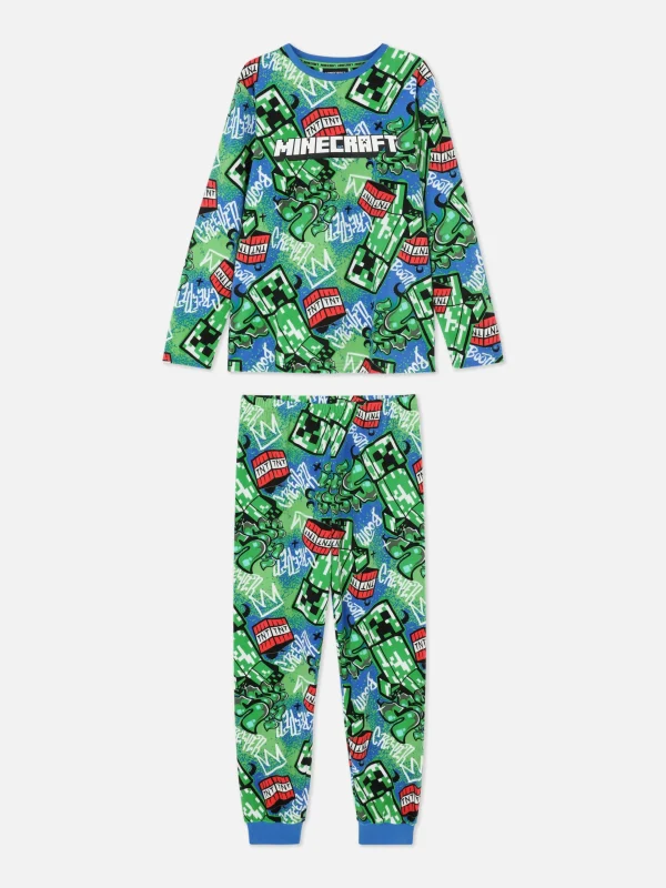 Primark Minecraft Long Sleeve Pajamas Blue Best Sale