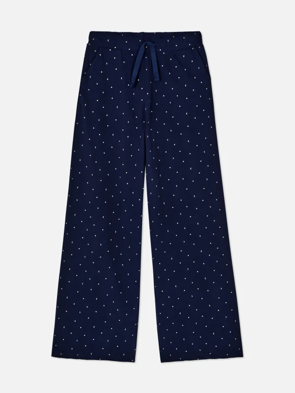 Primark Moon And Stars Wide Leg Pajama Bottoms Navy Online