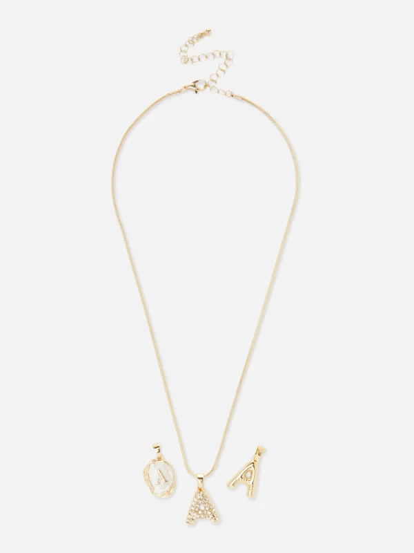 Primark Multi-Pendant Initial Necklace Yellow Store
