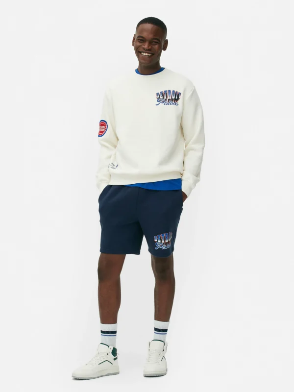 Primark NBA Detroit Pistons Graphic Sweatshirt Ivory New