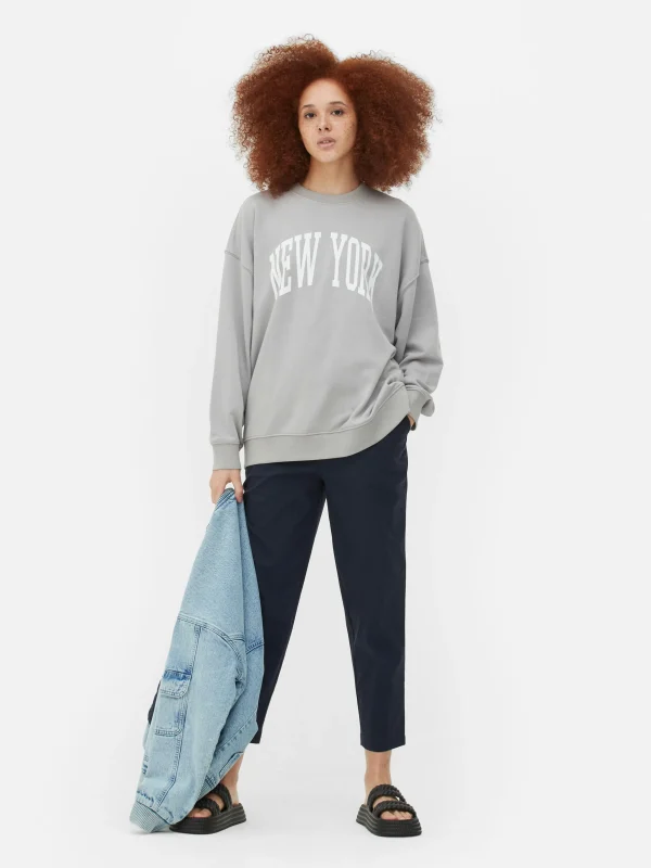 Primark New York Oversized Graphic Sweatshirt Gray Best Sale