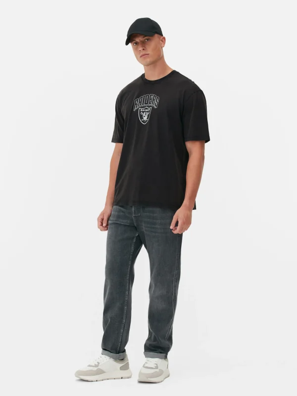 Primark NFL Las Vegas Raiders Graphic T-Shirt Charcoal Flash Sale
