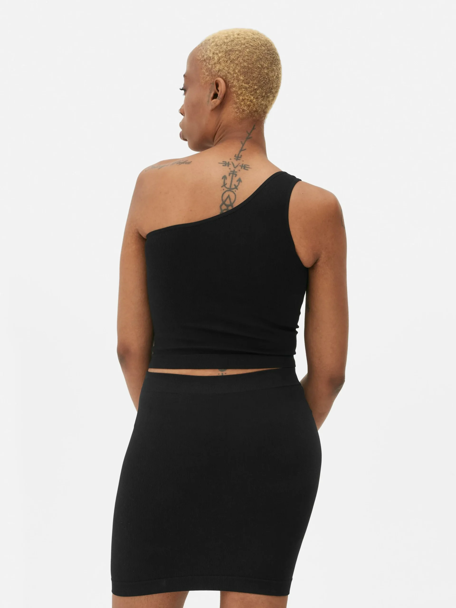 Primark One Shoulder Crop Top Black Clearance