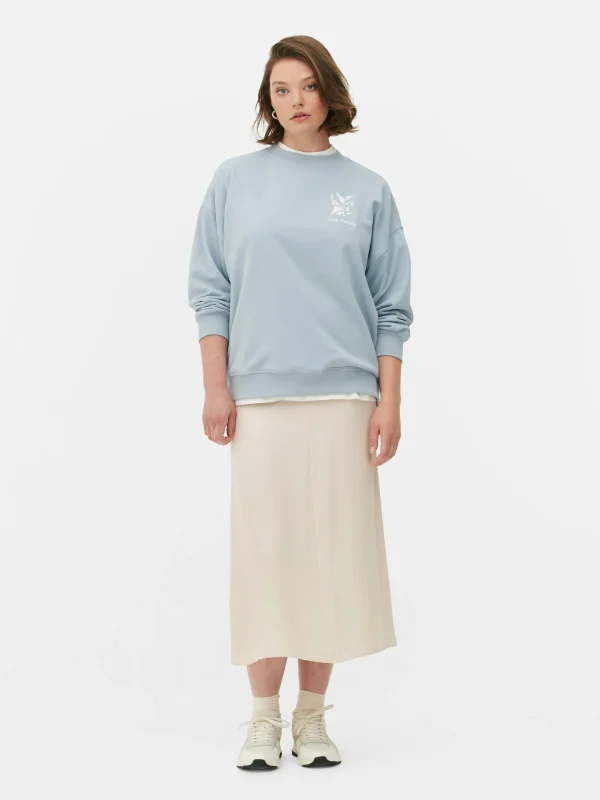 Primark Oversized Graphic Sweatshirt Blue Cheap