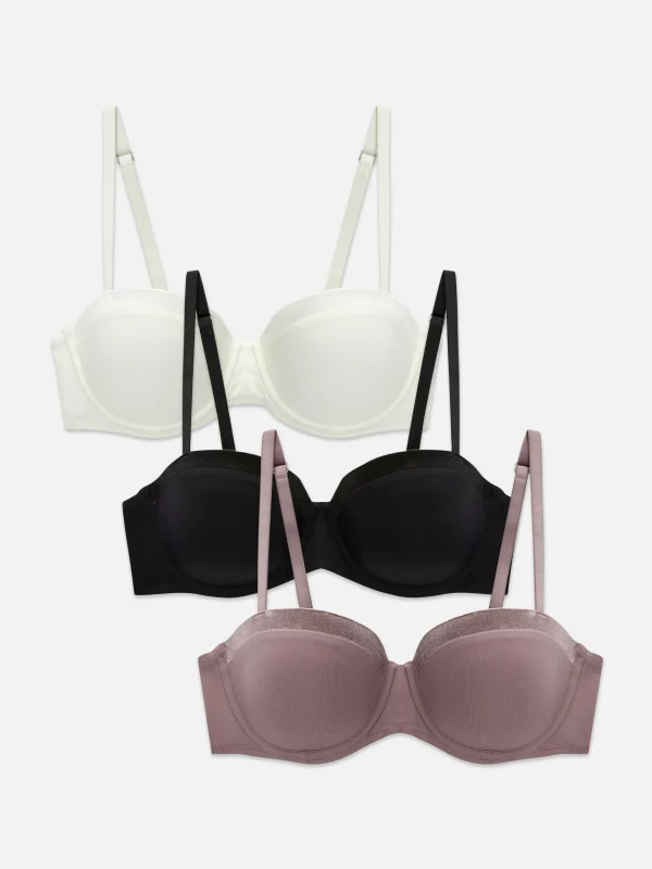 Primark 3-Pack A-DD Satin Edge Balcony Bras Black Fashion