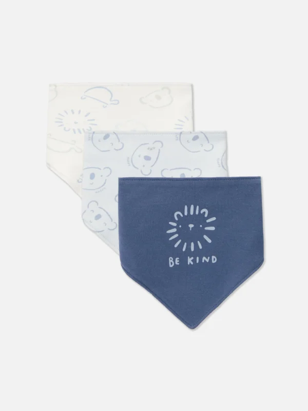 Primark 3-Pack Animal Bandana Bibs Blue Best