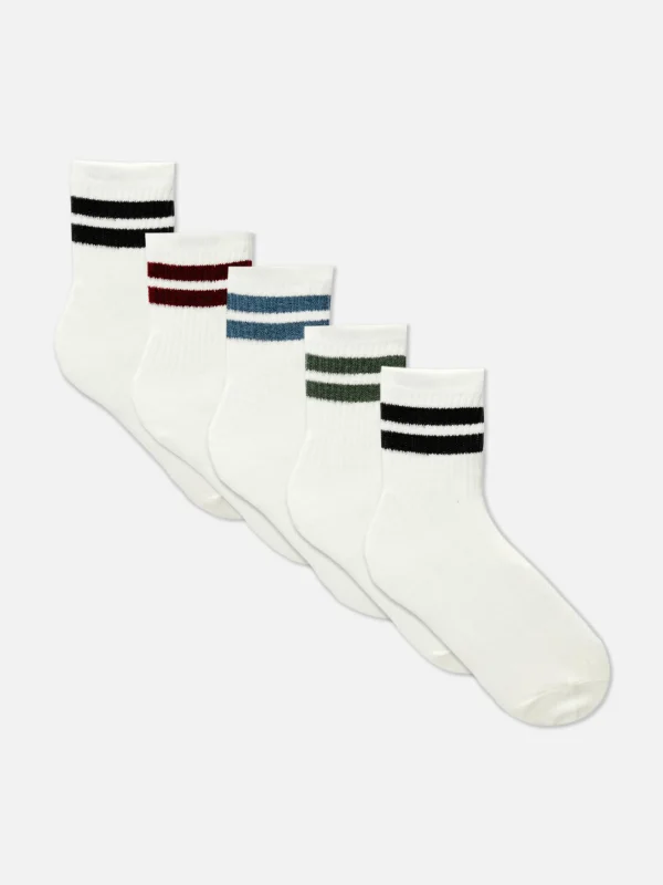 Primark 5-Pack Ankle Stripe Sports Socks Ivory Best