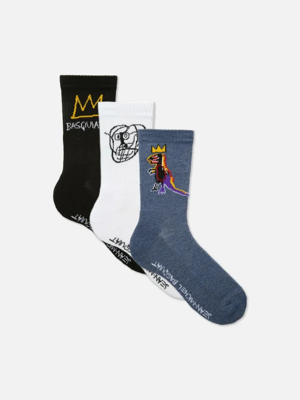 Primark 3-Pack Basquiat Crew Socks Multi Flash Sale