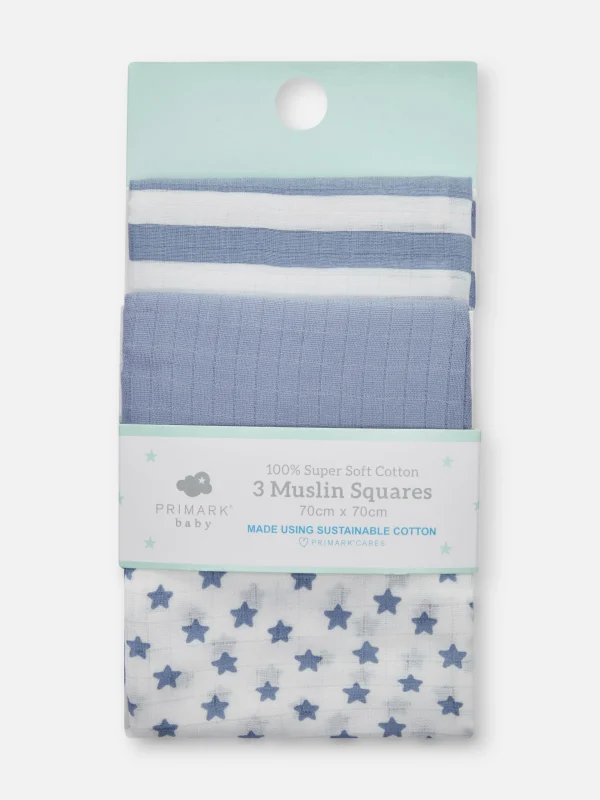 Primark 3-Pack Burp Cloths Blue Best Sale