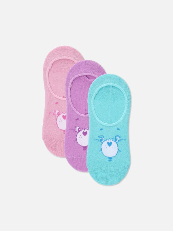 Primark 3-Pack Care Bears Invisible Socks Ivory Cheap