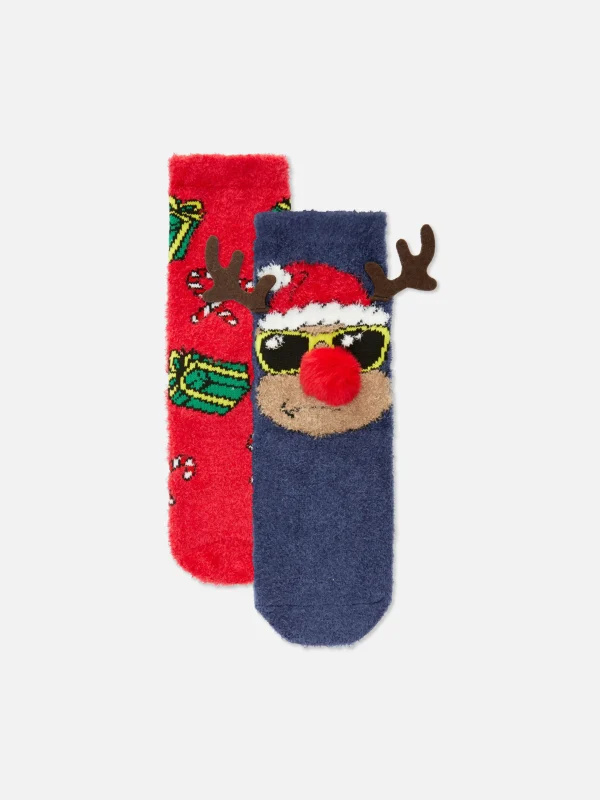 Primark 2-Pack Christmas Cozy Socks Navy Discount