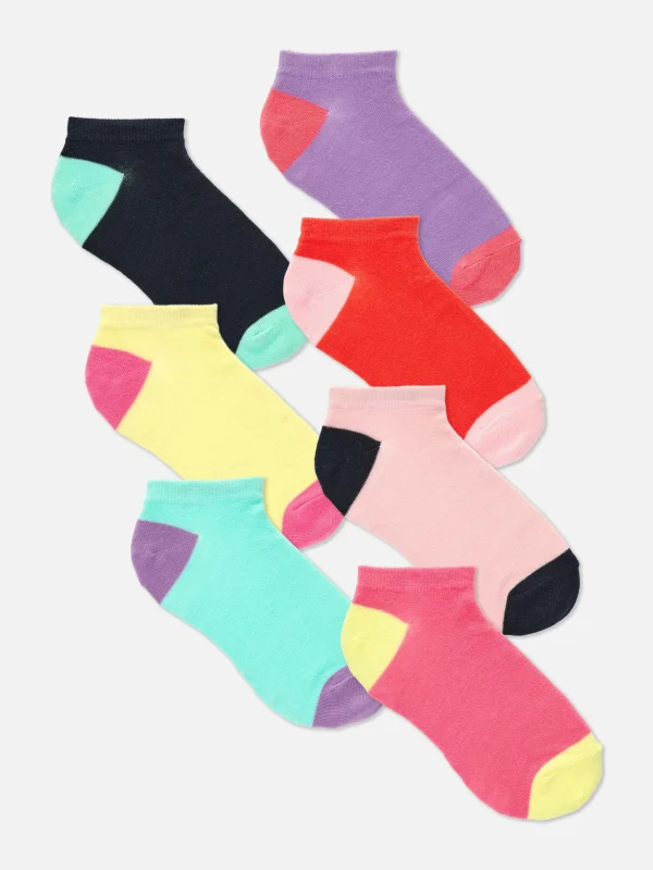 Primark 7-Pack Color Block Sneaker Socks Multi Cheap