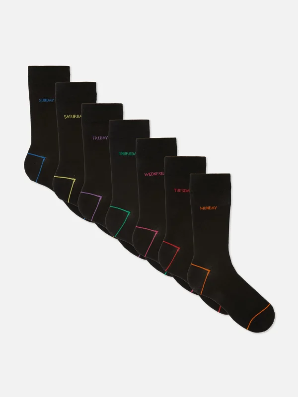 Primark 7-Pack Day Of The Week Socks Black Discount