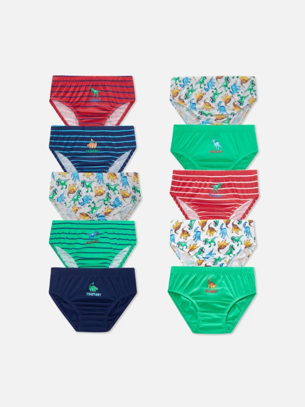 Primark 10-Pack Dinosaur Graphic Briefs Multi Discount