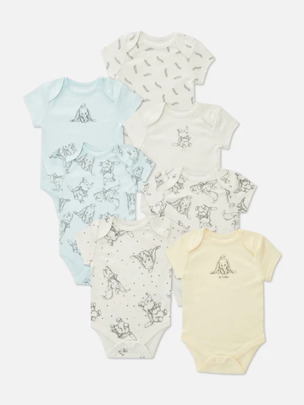 Primark 7-Pack Disney’s Dumbo Short Sleeve Bodysuits Ivory Clearance