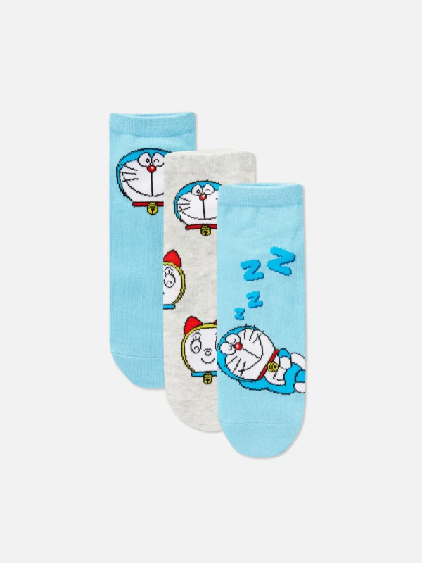 Primark 3-Pack Doraemon Sneaker Socks Blue Shop