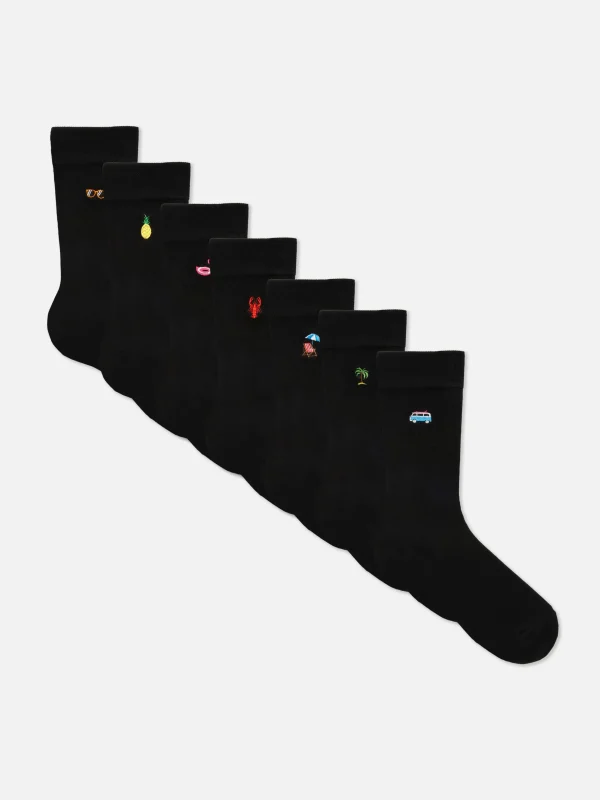 Primark 7-Pack Embroidered Socks Multi Flash Sale