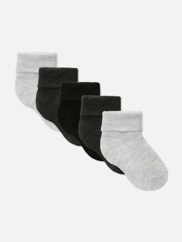 Primark 5-Pack Essential Ribbed Socks White/Black Flash Sale
