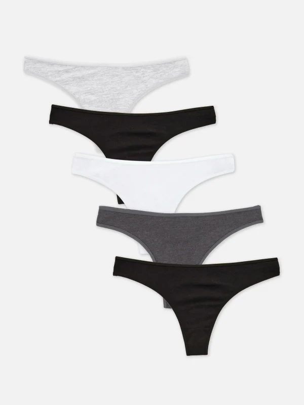 Primark 5-Pack Essential Thongs Black/White Online