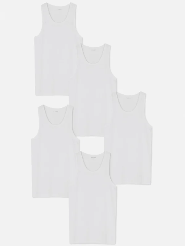 Primark 5-Pack Essential Vests White Shop