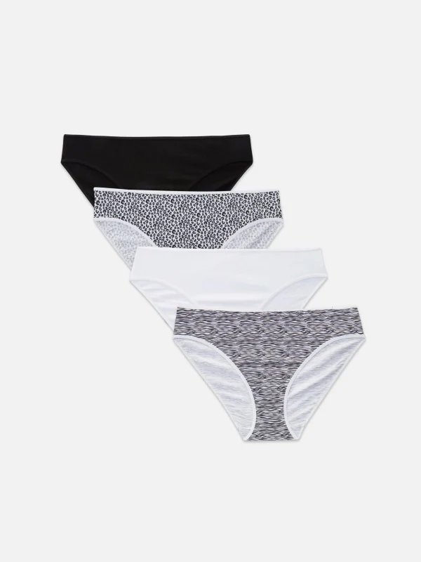Primark 4-Pack Everyday Bikini Briefs Black/White Outlet