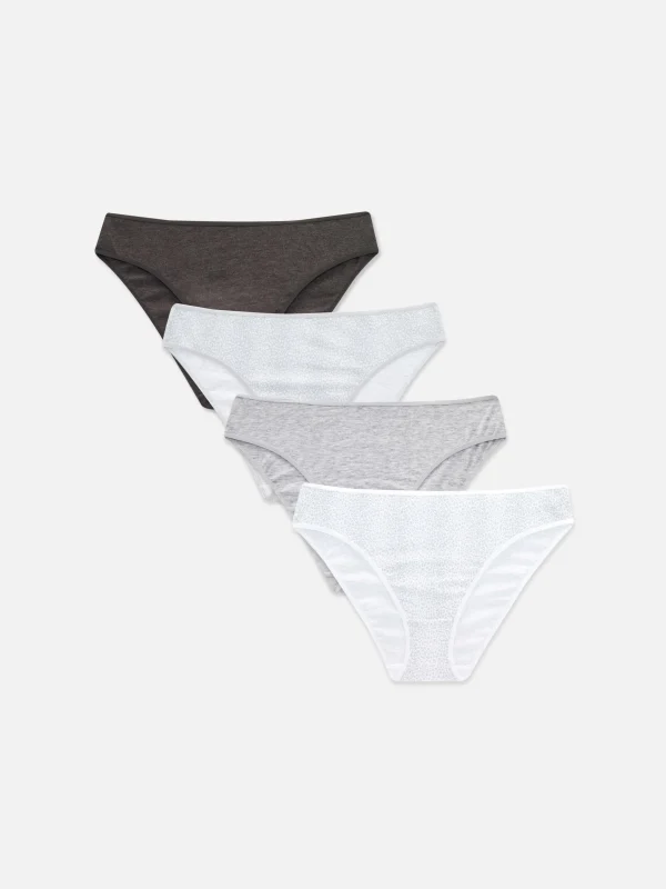 Primark 4-Pack Everyday Bikini Briefs Gray New