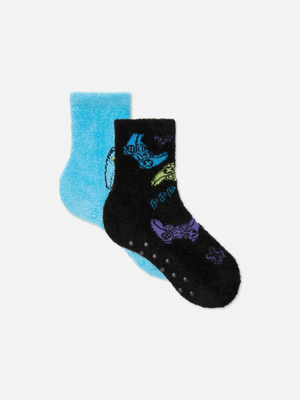 Primark 2-Pack Game Controller Fluffy Socks Blue Best Sale