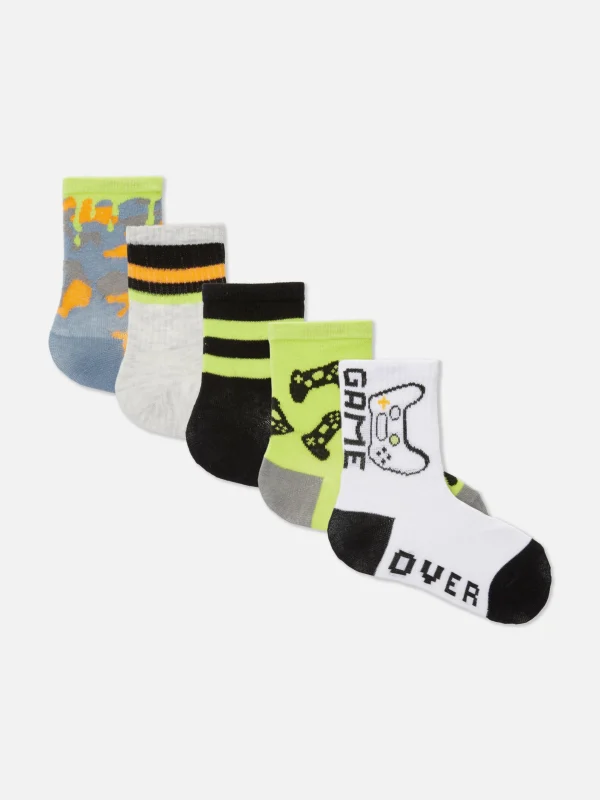 Primark 5-Pack Gaming Socks Multi New