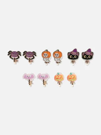 Primark 5-Pack Glow In The Dark Clip-On Halloween Earrings Multi Fashion