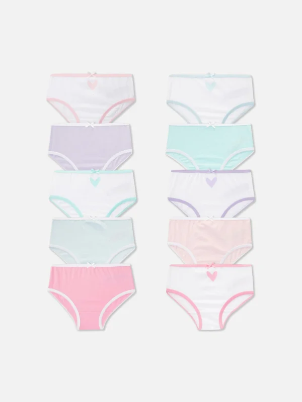 Primark 10-Pack Heart Graphic Briefs Multi Flash Sale