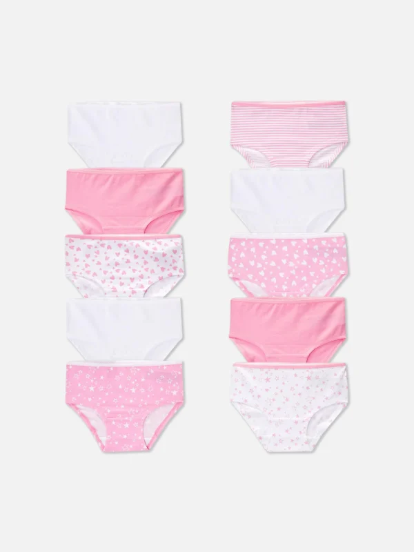 Primark 10-Pack Hearts And Stars Briefs Pink Discount