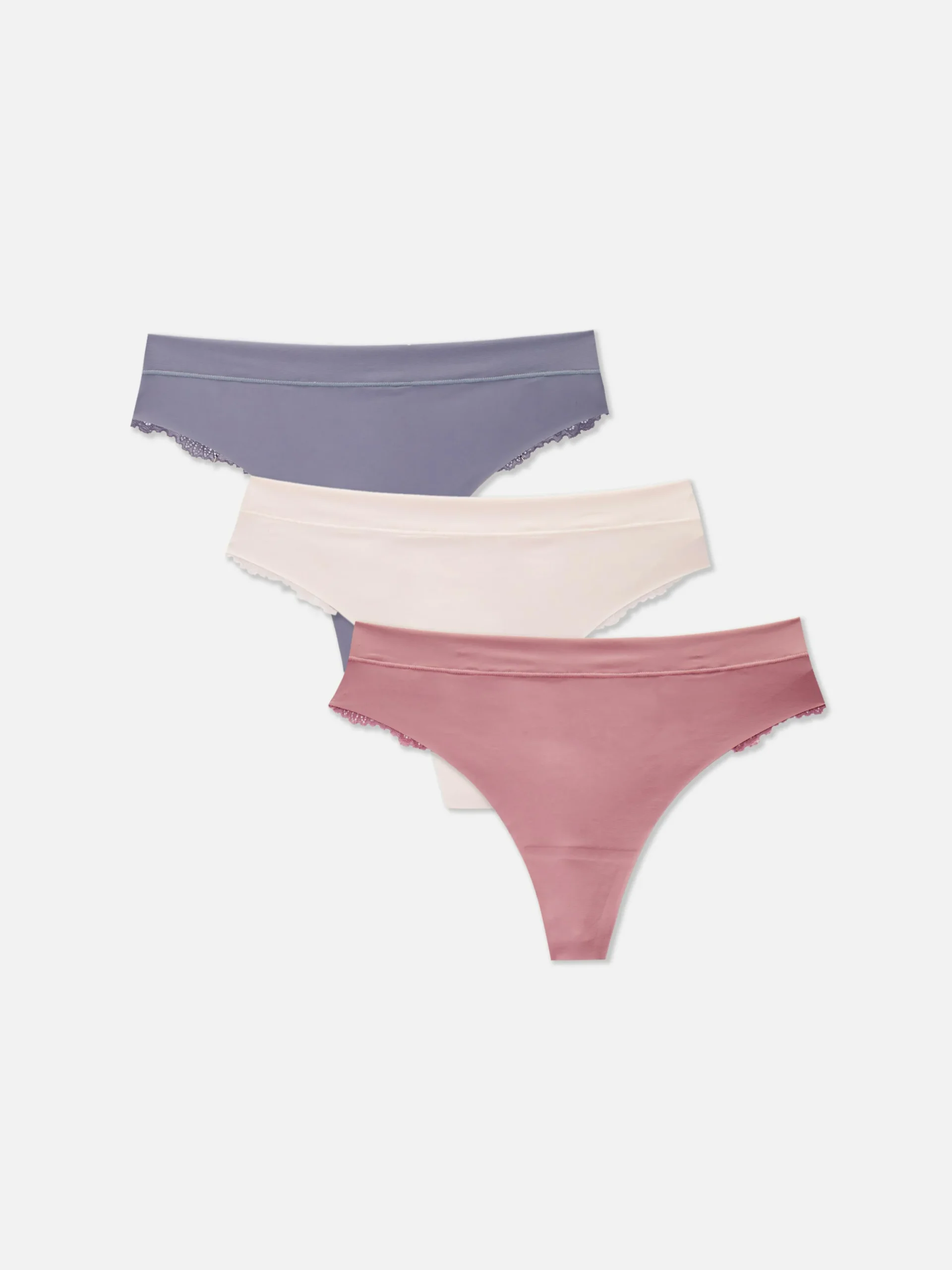 Primark 3-Pack Invisible Lace Back Thongs Pink Online