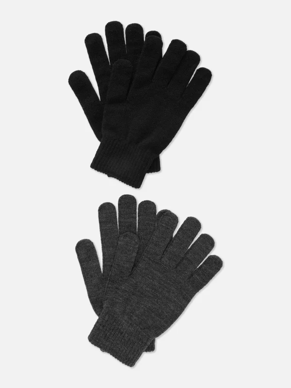 Primark 2-Pack Knit Gloves Charcoal Store