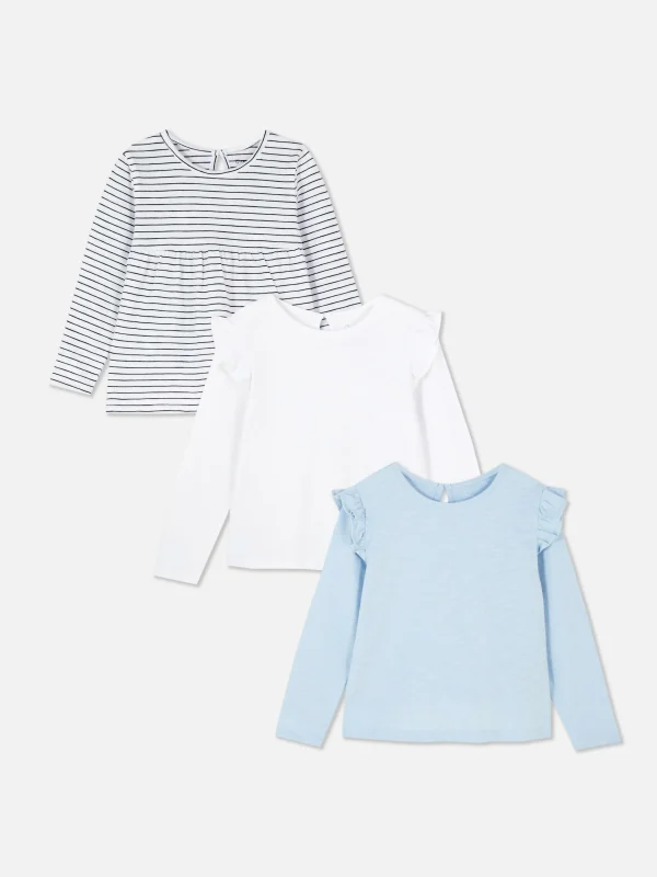 Primark 3-Pack Long Sleeve T-Shirts Multi Clearance