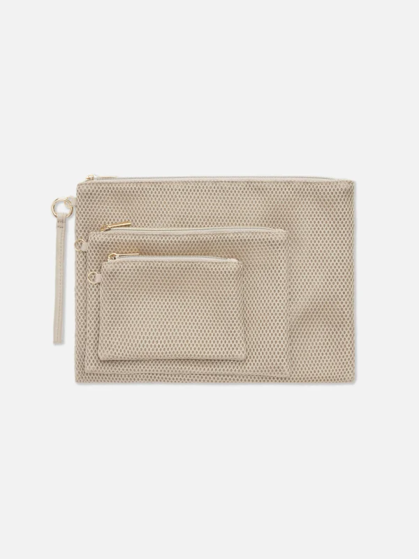 Primark 3-Pack Mesh Pouches Beige Best