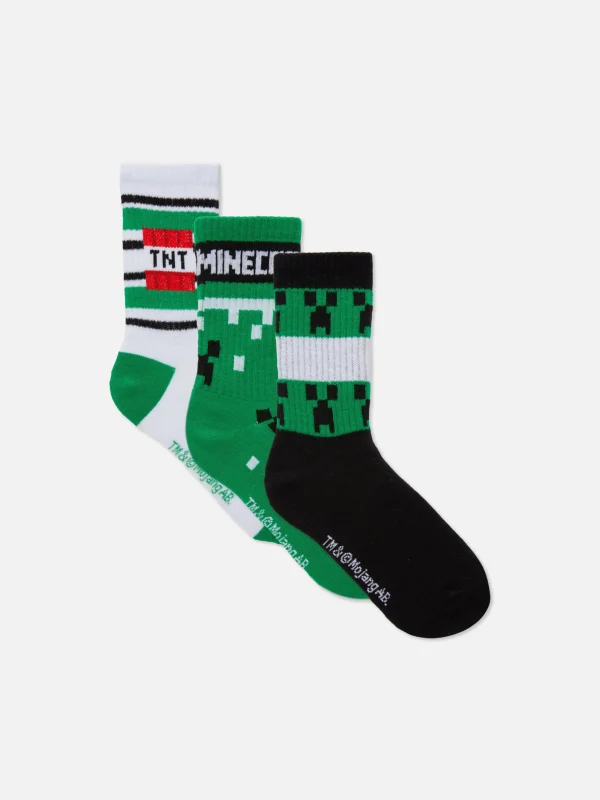 Primark 3-Pack Minecraft Ankle Socks Green Fashion