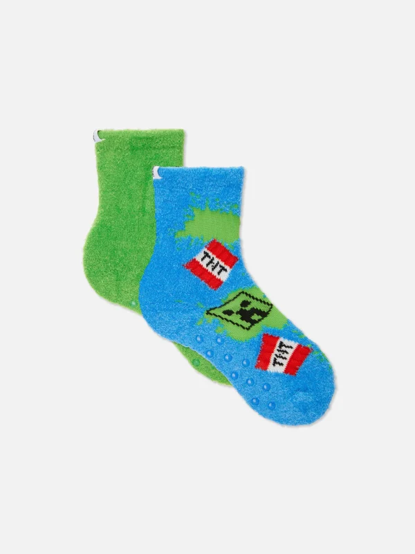 Primark 2-Pack Minecraft Fluffy Socks Green Cheap