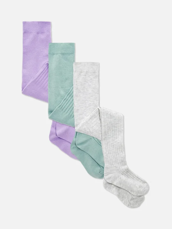 Primark 3-Pack Mixed Ribbed Tights Lilac Cheap