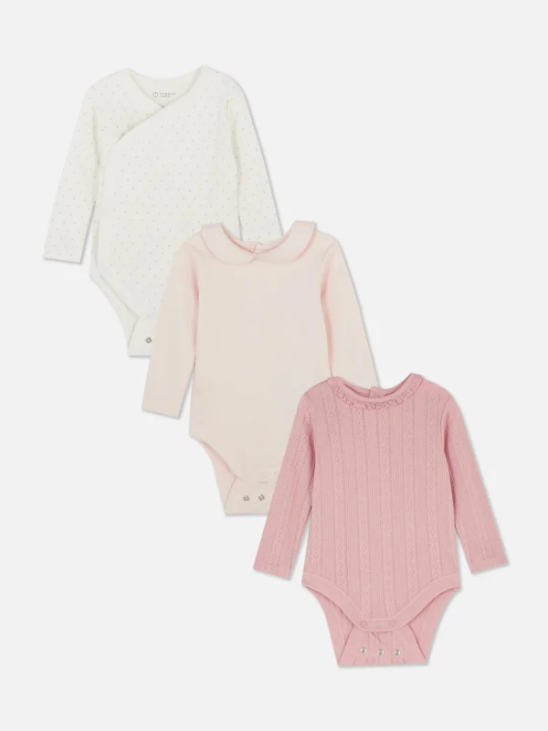 Primark 3-Pack Multi Bodysuits Pink Hot
