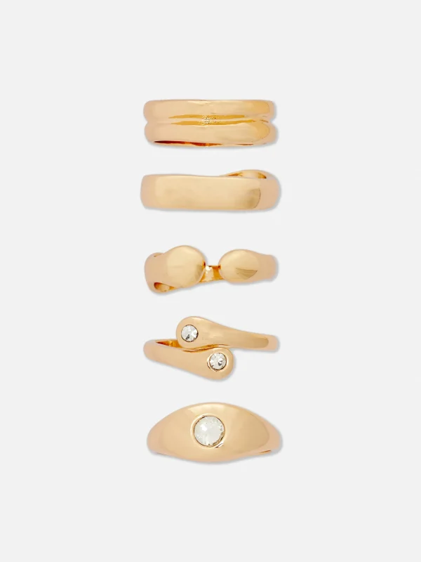 Primark 5-Pack Multi Chunky Rings Yellow Clearance