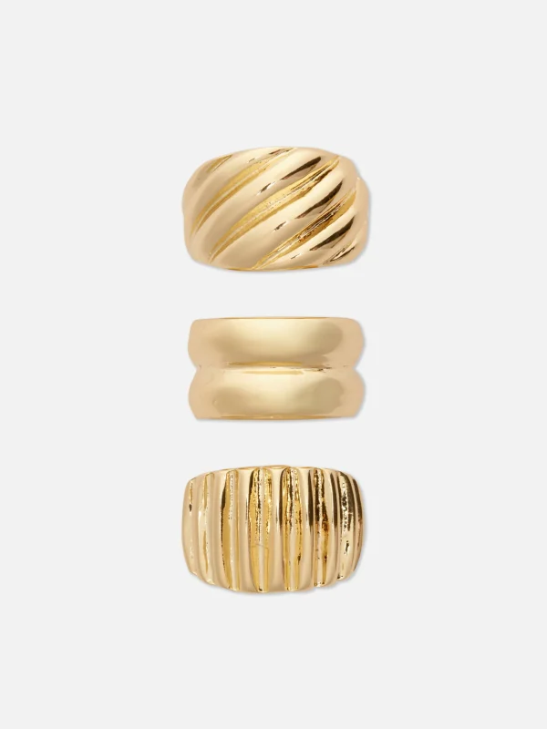 Primark 3-Pack Multi Chunky Rings Yellow Flash Sale