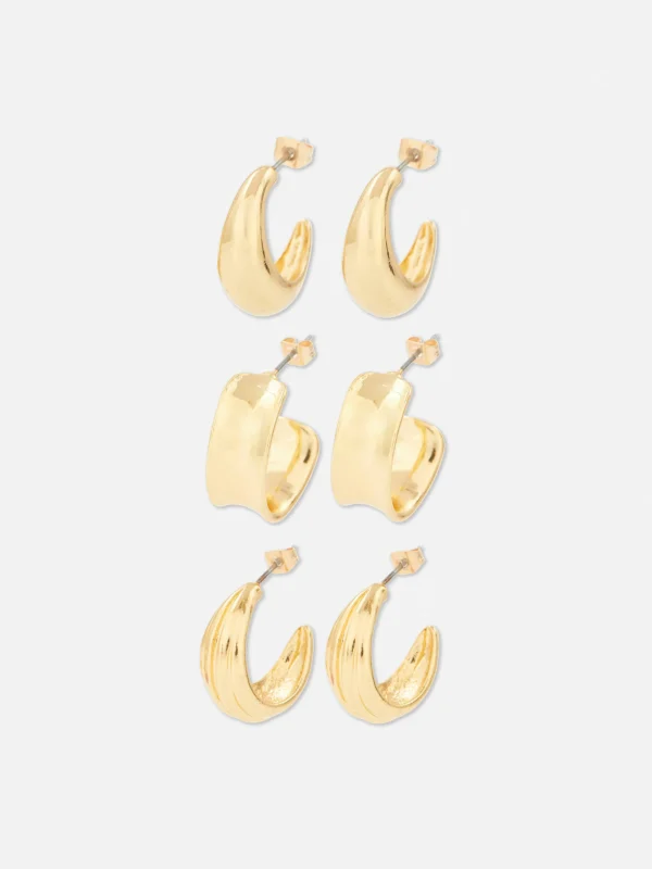 Primark 3-Pack Multi Hoop Earrings Yellow Cheap