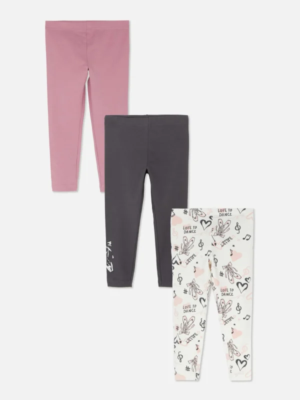 Primark 3-Pack Multi Print Leggings Charcoal Shop