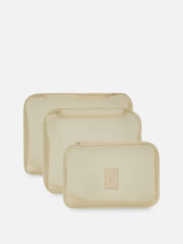 Primark 3-Pack Packing Cubes Beige New