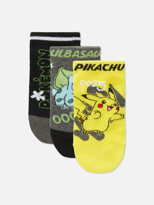 Primark 3-Pack Pokémon Sneaker Socks Yellow Shop