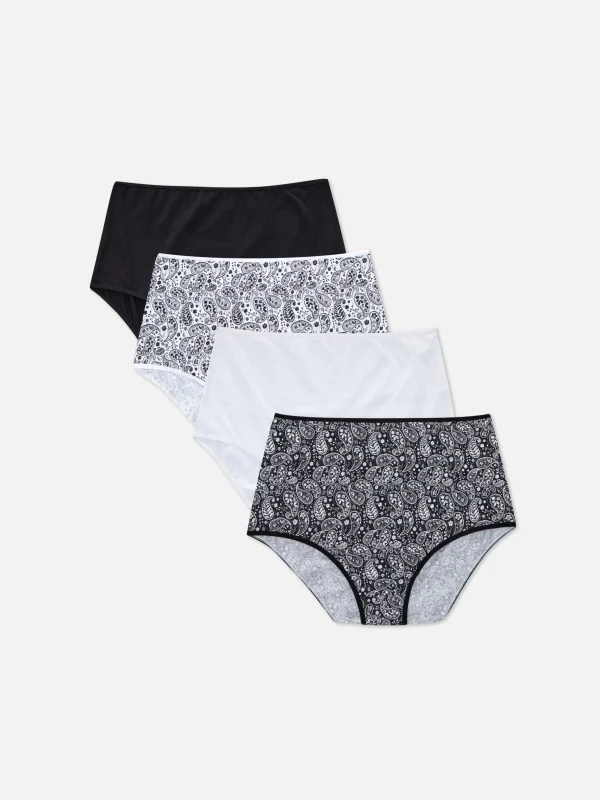 Primark 4-Pack Printed Full Briefs Black/White Fashion