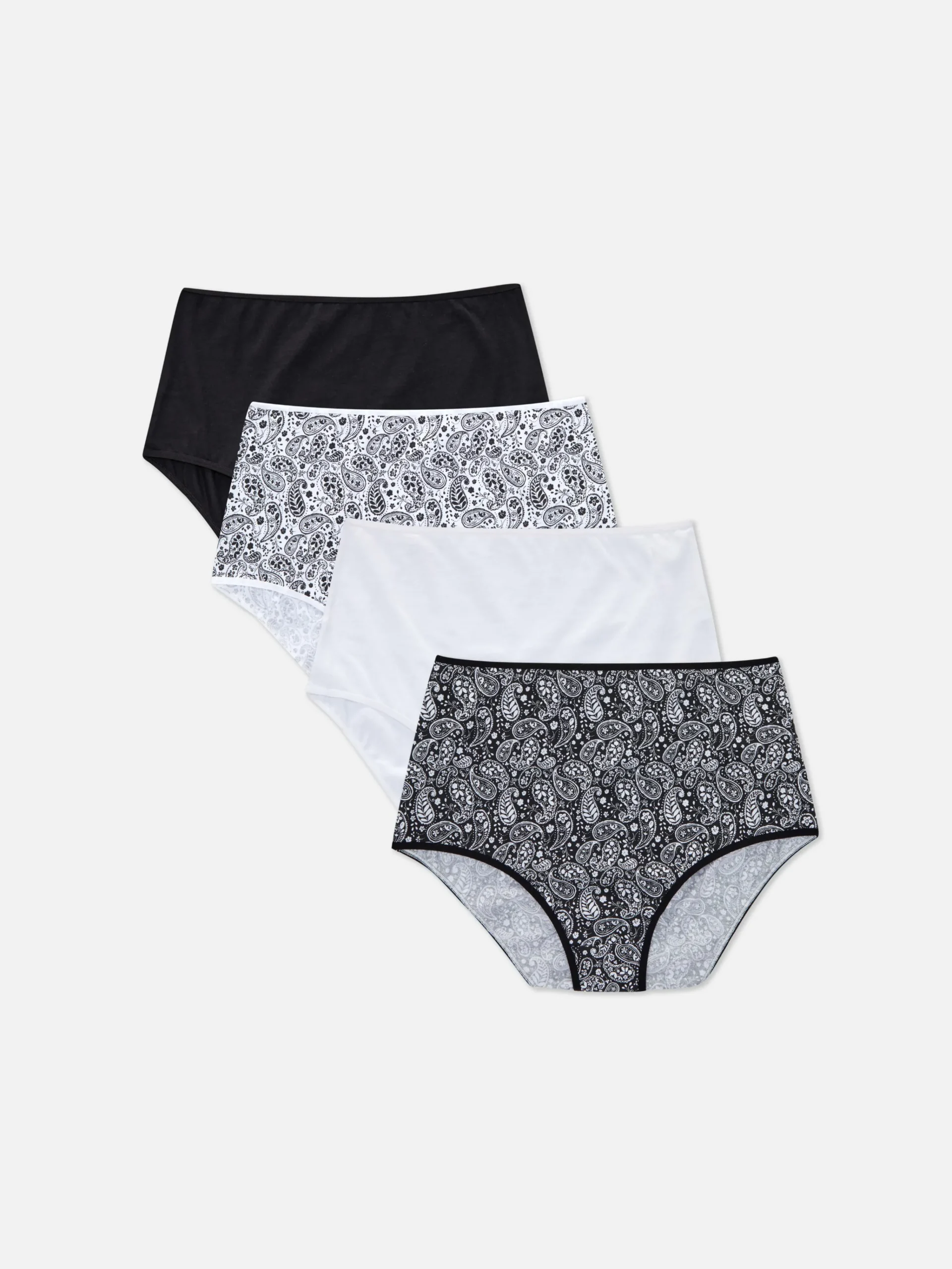 Primark 4-Pack Printed Full Briefs Black/White Fashion