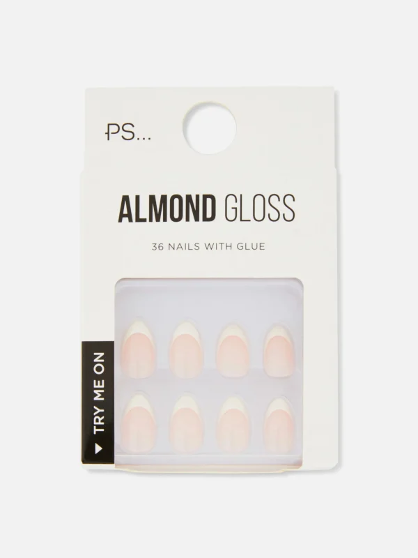 Primark 36-Pack PS Almond Gloss French Faux Nails Nude Store