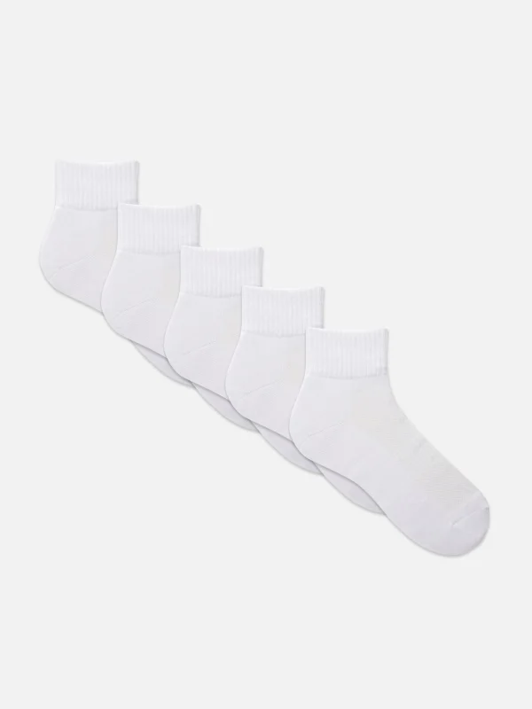 Primark 5-Pack Quarter Crew Socks White Hot