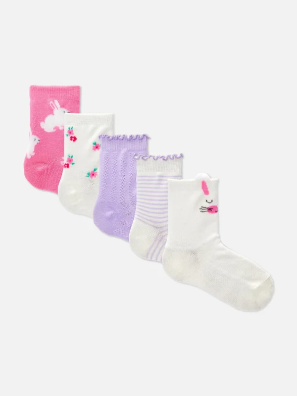 Primark 5-Pack Rabbit Socks Pink Discount